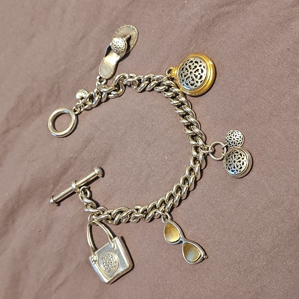 Brighton Ferrara Mixed Metal Charm Bracelet With Toggle Clasp